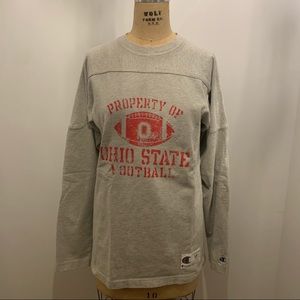 Champion Ohio State Football Heather Grey Long Sleeve T-Shirt M